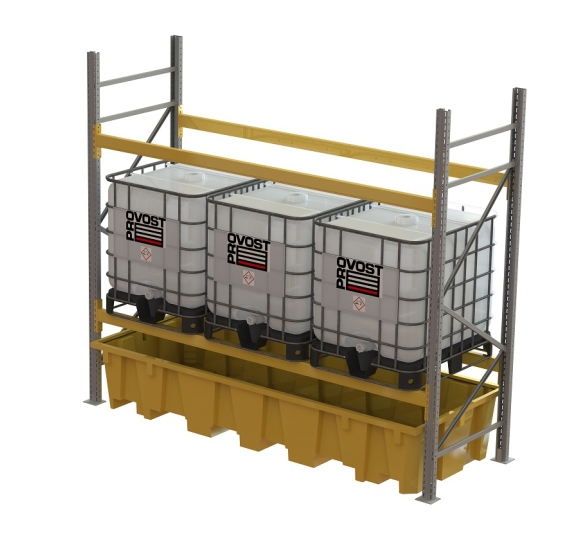 Polyéthylène retention floor container for pallet rack